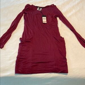 BCBGMaxAzria Red Long Sleeve Sheath Dress